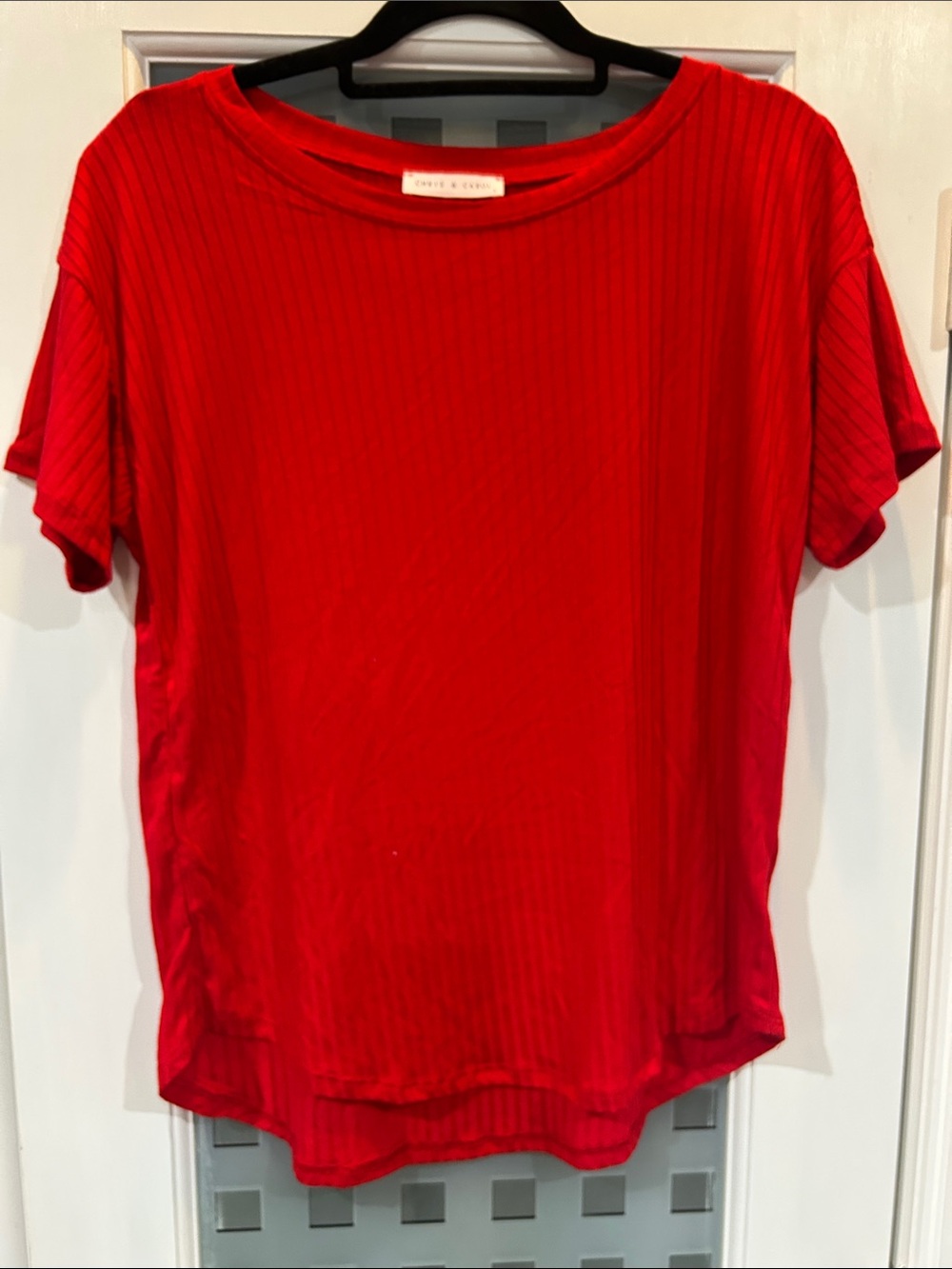 Chris & Carol Bright Red Ribbed Short Sleeve Tee